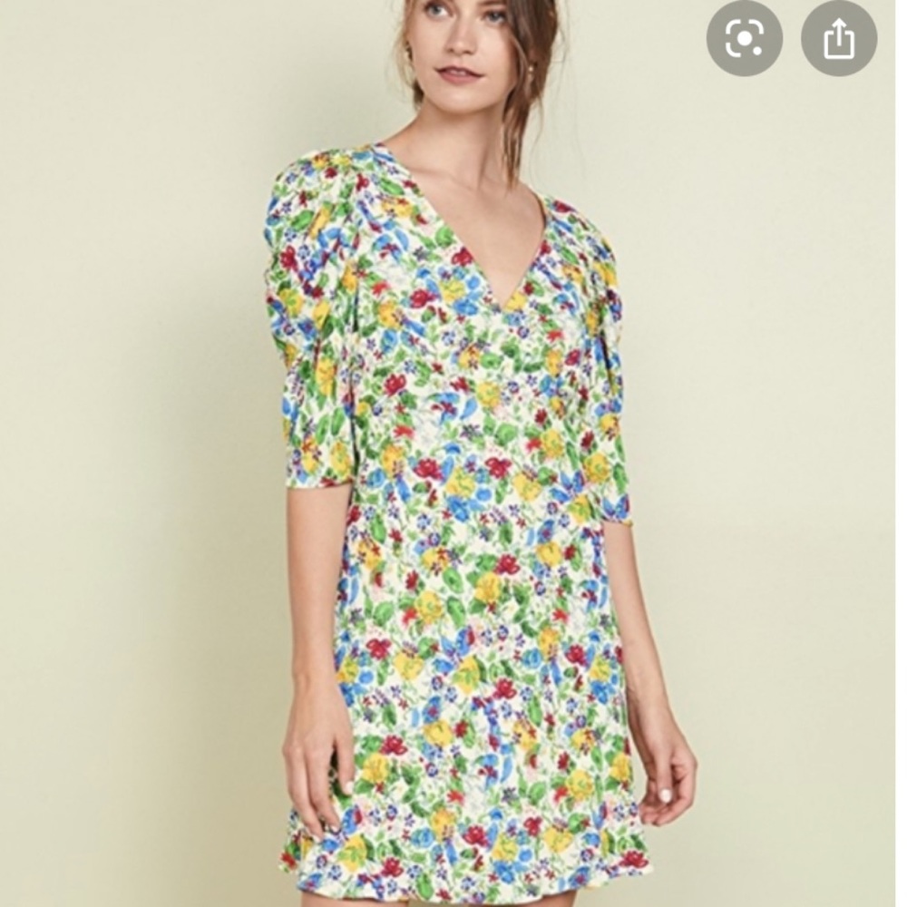 Saloni Floral V-Neck Dress Size 2